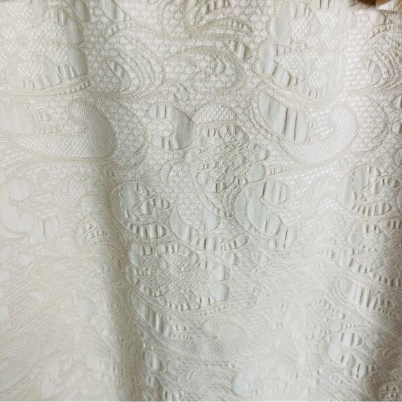 Badgley Mischka cream tan floral peplum sheath midi evening wedding dress 12 - Picture 4 of 7